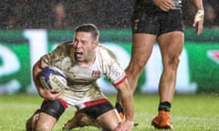 Ulster’s John Cooney celebrates scoring at The Stoop