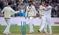 Jasprit Bumrah celebrates bowling Alex Lees as India took control of the fifth Test