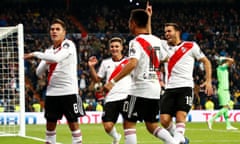 River Plate’s Juan Quintero celebrates scoring their second goal.