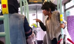 Video footage showing a woman shouting abuse at Muslim women on a London bus