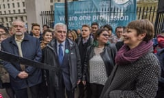 Jeremy Corbyn and John McDonnell march alongside Caroline Lucas  in support of striking doctors.