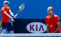 Jamie Murray and Bruno Soares in action at the Australian Open