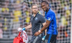 Didier Drogba, pictured here against Columbus Crew in June, took no part in Montreal’s derby against Toronto on Sunday.