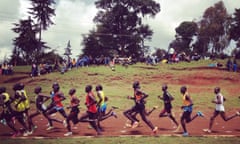 Heat 1 of the 5000m at the Iten town championships, Kenya.