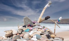 A grave matter … Dobby’s shrine on Freshwater West beach.