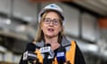 Victorian Deputy Premier Jacinta Allan speaks to media during a tour of the Arden Station construction site, in Melbourne