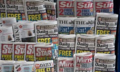 Stand of tabloid newspapers