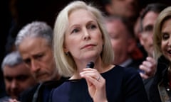 Kirsten Gillibrand joins the 2020 Presidential race<br>epa07445736 (FILE) - US Democratic Senator from New York and Democratic presidential candidate Kirsten Gillibrand (R), with former late-night host Jon Stewart (L), delivers remarks during a press conference to introduce legislation that would permanently fund the 9/11 Victims Compensation Fund in the US Capitol in Washington, DC, USA 25 February 2019 (Issued 17 March 2019). On 17 March 2019, Democratic Senator from New York Kirsten Gillibrand announced that she will seek the democratic candidacy for 2020 Presidential race with a campaign video. EPA/SHAWN THEW