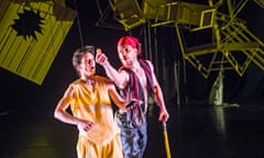 Maria Doulgeri (Pinocchio) and Uros Petronijevic  in Pinocchio by Jasmin Vardimon Company opening at Gulbenkian bOing! Festival