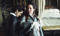 Rachel Weisz as the Duchess of Marlborough and Olivia Colman as Queen Anne in The Favourite.