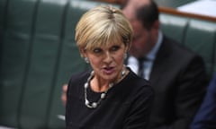Australian foreign minister Julie Bishop speaks during question time in parliament.