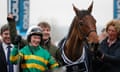 Nina Carberry celebrates victory with On The Fringe in the Foxhunters Chase at Cheltenham