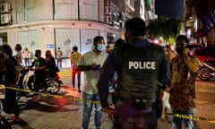 Police at the scene of the explosion in Male, Maldives