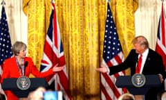 British PM Theresa May and US President Donald Trump at a joint news conference in Washington DC.
