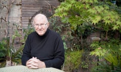 Clive James next to the maple tree that inspired his poem Japanese Maple in his garden in Cambridge in 2015.