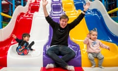 Andrew Levins and his children Matilda and Archie play at a local indoor play centre