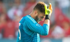 Toronto FC keeper Alexander Bono contemplates another goal conceded