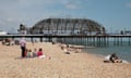 What remains of the pier, the day after it was severely damaged by a fire.