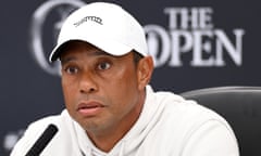 Tiger Woods at a press conference for the 152nd Open Championship at Royal Troon on 16 July 2024