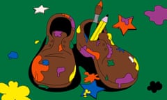 Illustration of paint-spattered boots