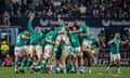 Ireland's players celebrate after winning the second Test in thrilling style against the Springboks.