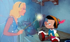 Pinocchio and the blue fairy in the 1940 Walt Disney movie.