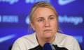 Chelsea FC Women Training Session<br>COBHAM, ENGLAND - OCTOBER 20: Emma Hayes, Manager of Chelsea reacts during a Chelsea FC Women's Press Conference at Chelsea Training Ground on October 20, 2023 in Cobham, England. (Photo by Harriet Lander - Chelsea FC/Chelsea FC via Getty Images)