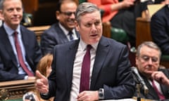 BRITAIN-POLITICS-GOVERNMENT-PARLIAMENT<br>A handout photograph released by the UK Parliament shows Britain's main opposition Labour Party leader Keir Starmer speaking during the first Prime Minister's Questions (PMQs) session of the year, at the House of Commons in London, on January 10, 2024. (Photo by Jessica TAYLOR / UK PARLIAMENT / AFP) / RESTRICTED TO EDITORIAL USE - NO USE FOR ENTERTAINMENT, SATIRICAL, ADVERTISING PURPOSES - MANDATORY CREDIT " AFP PHOTO / UK Parliament" (Photo by JESSICA TAYLOR/UK PARLIAMENT/AFP via Getty Images)