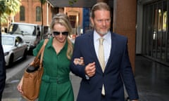 Australian actor Craig McLachlan and partner Vanessa Scammell leave his barrister's office in Sydney in November.