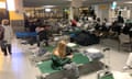 Stranded passengers at Schiphol airport in Amsterdam on 29 August.