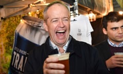 Bill Shorten is seen drinking a beer at the Agfest agricultural show near Launceston in Tasmania.