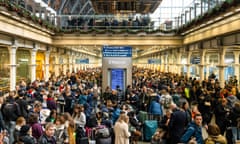 Stranded Eurostar passengers at St Pancras station in London on Saturday