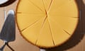 Top view of a lemon tart in its tin.