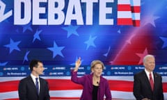  Elizabeth Warren, Joe Biden and Pete Buttigieg at the Democratic presidential debate.