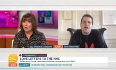 ‘Every single one of us owes so much to the NHS’ … Lorraine Kelly talking to Adam Kay on Good Morning Britain on Friday morning.
