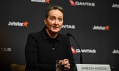 Qantas CEO Vanessa Hudson speaks to media