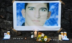 Reza Barati’s picture at a vigil for him in Brisbane in 2014.