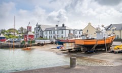 Knightstown harbour with the clock tower in the background, County Kerry, Ireland<br>2JPA67M Knightstown harbour with the clock tower in the background, County Kerry, Ireland