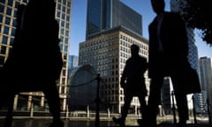 Office workers at Canary Wharf in east London.