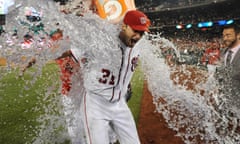 Max Scherzer is soaked after equalling the major league strikeout record