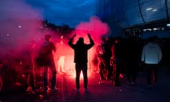 Fans outside the Reale Arena in San Sebastián on the night of the game
