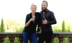 Sting and Trudie Styler enjoy a glass of wine from their winery at Il Palagio, Tuscany.