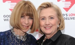 Vogue editor-in-chief Anna Wintour and Hillary Rodham Clinton pose at the 2013 Golden Heart Awards celebration in New York on 16 October 2013.
