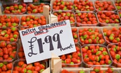 Dutch strawberries for sale at market in South Wales