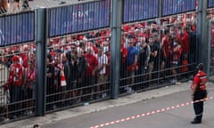 Liverpool fans outside the Stade de France before last May’s Champions League final.