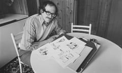 It's A Knockout<br>Portrait of cartoonist Bill Tidy with some of his sketches, photographed for Radio Times after designing the trophy for the telvision competition 'It's a Knockout', May 1972. First printed in Radio Times issue 2532, page 4, May 18th 1972. (Photo by Barry Wilkinson/Radio Times/Getty Images)