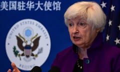 US Treasury secretary Janet Yellen speaks at the US embassy in Beijing, China, on Sunday.