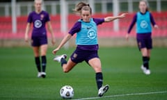Ella Toone in training with England this week. The Manchester United midfielder is one of eight uncapped players in the squad.