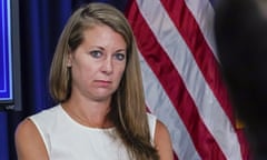 Melissa DeRosa, secretary to the governor, listens as Andrew Cuomo speaks to reporters in New York in June 2021.