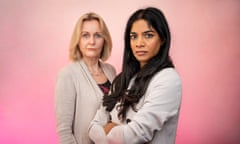 Jessica Turner (Theresa May) and Amara Karan (Gina Miller), stars of Bloody Difficult Women at Riverside Studios.